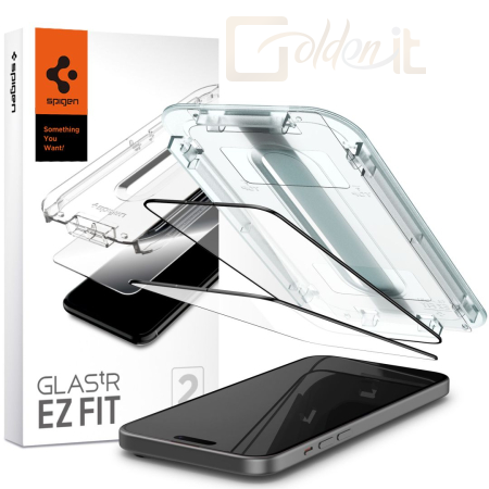 Okostelefon kiegészítő Spigen iPhone 15 Plus Glass tR EZ Fit FC Black (2 Pack) - AGL06884