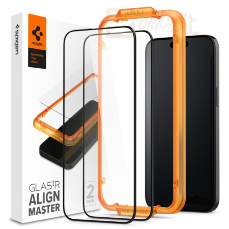 Okostelefon kiegészítő Spigen iPhone 15 Plus Screen Protector AlignMaster GLAS.tR FC Black (2 Pack) - AGL06886