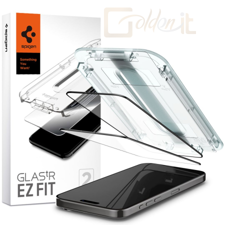 Okostelefon kiegészítő Spigen iPhone 15 Pro Max Glass tR EZ Fit FC Black (2 Pack) - AGL06873