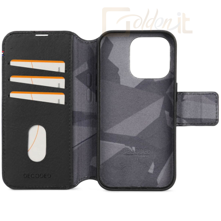 Okostelefon kiegészítő Decoded iPhone 15 Pro Case Leather Detachable Wallet Black - D24IPO15PDW5BK