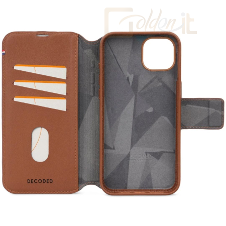 Okostelefon kiegészítő Decoded iPhone 15 Case Leather Detachable Wallet Tan - D24IPO15DW5TN