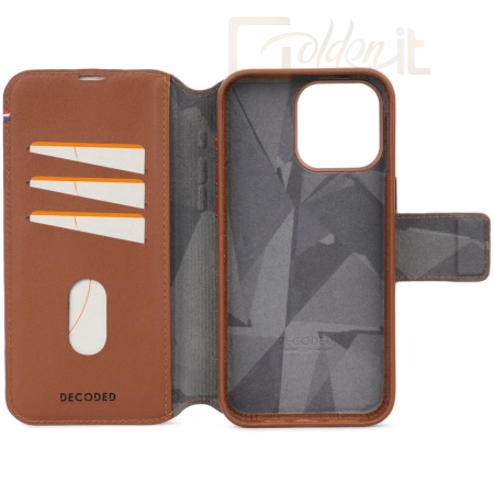 Okostelefon kiegészítő Decoded iPhone 15 Pro Max Case Leather Detachable Wallet Tan - D24IPO15PMDW5TN