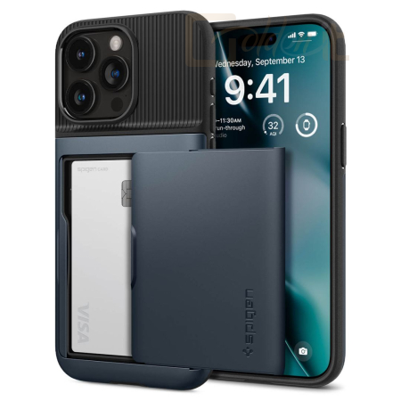 Okostelefon kiegészítő Spigen iPhone 15 Pro Case Slim Armor CS Metal Slate - ACS06730