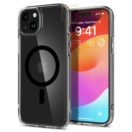 Okostelefon kiegészítő Spigen iPhone 15 Plus Case Ultra Hybrid MagSafe (MagFit) Black - ACS06661