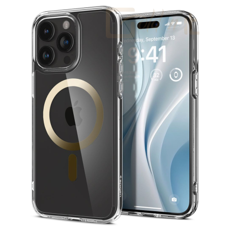 Okostelefon kiegészítő Spigen iPhone 15 Pro Max Case Ultra Hybrid MagSafe (MagFit) Gold - ACS06579