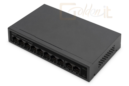 Hálózati eszközök Digitus 8+2 Port FE PoE Switch Black - DN-95354