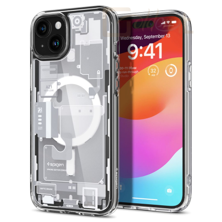 Okostelefon kiegészítő Spigen iPhone 15 Case Ultra Hybrid Zero One MagSafe (MagFit) White - ACS07037