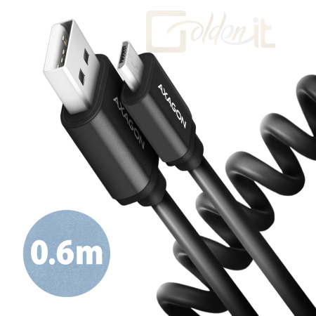 Kábel - AXAGON TwisterMicro USB > USB-A Cable 0,6m Black