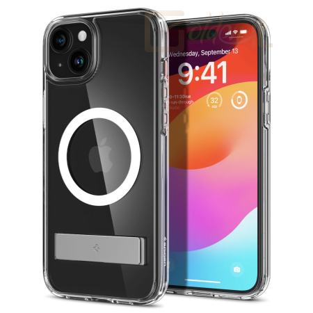 Okostelefon kiegészítő Spigen iPhone 15 Case Ultra Hybrid S MagSafe (MagFit) Crystal Clear - ACS06807
