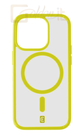 Okostelefon kiegészítő Cellularline Pop Mag Back Cover with Magsafe Support for Apple iPhone 15 Pro Max, Clear/Lime - POPMAGIPH15PRML