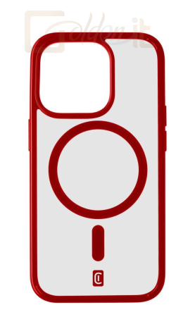 Okostelefon kiegészítő Cellularline Pop Mag Back Cover with Magsafe Support for Apple iPhone 15 Pro Max, Clear/Red - POPMAGIPH15PRMR