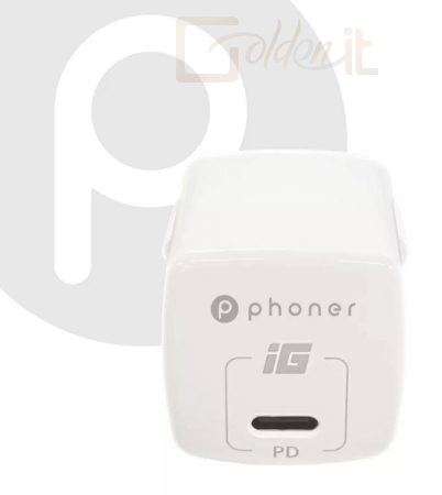 Telefon kellék - Phoner hálózati gyorstöltő adapter, PD, Type-C, 20W, fehér