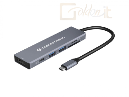 Notebook kiegészitők Conceptronic  DONN23G 6-in-1 USB 3.2 Gen 1 Docking Station - DONN23G