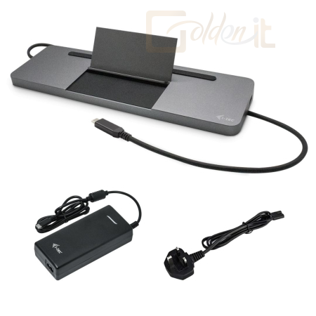 Notebook kiegészitők I-TEC USB-C Metal Ergonomic 4K 3x Display Docking Station with Power Delivery 85W + i-tec Universal Charger 112W Grey - C31FLATPRO112W