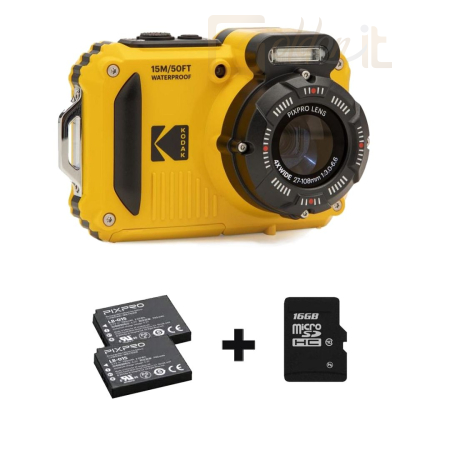 Kompakt Kodak Pixpro WPZ2 Yellow + 2db akku 16GB microsd - KO-WPZ2-YL6