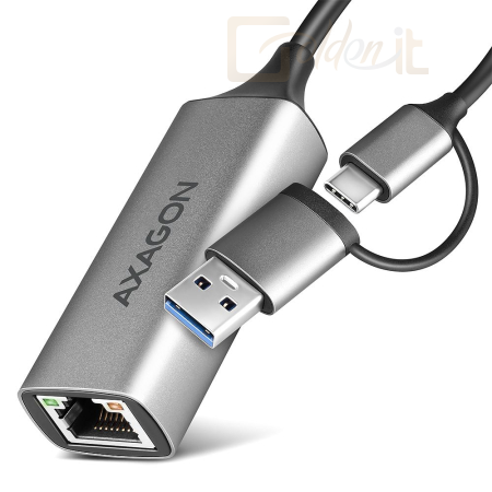 Hálózati eszközök AXAGON ADE-TXCA USB-C + USB-A Gigabit Ethernet Adapter Grey - ADE-TXCA