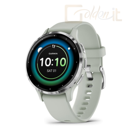 Okosóra Garmin Venu 3S Silver Stainless Steel Bezel with Sage Grey Case and Silicone Band - 010-02785-01
