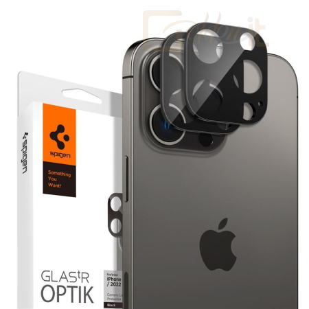 Okostelefon kiegészítő Spigen Glass Optik 2 Pack, black - iPhone 15 Pro/15 Pro Max/14 Pro/14 Pro Max - AGL05273