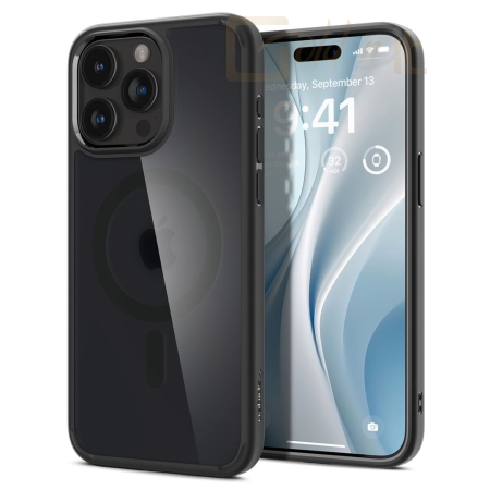 Okostelefon kiegészítő Spigen iPhone 15 Pro Max Case Ultra Hybrid MagSafe (MagFit) Frost Black - ACS06581