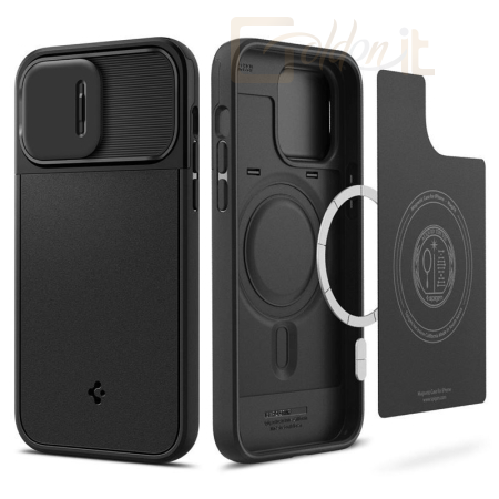 Okostelefon kiegészítő Spigen Optik Armor MagSafe, black - iPhone 14 Pro - ACS04993