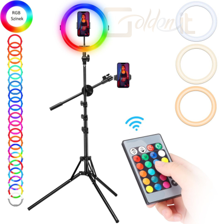 Okostelefon kiegészítő Ulanzi K15 RGB gyűrűs lámpa állvánnyal 1 db hajlítható hattyúnyakkal és telefontartóval - UL-2902