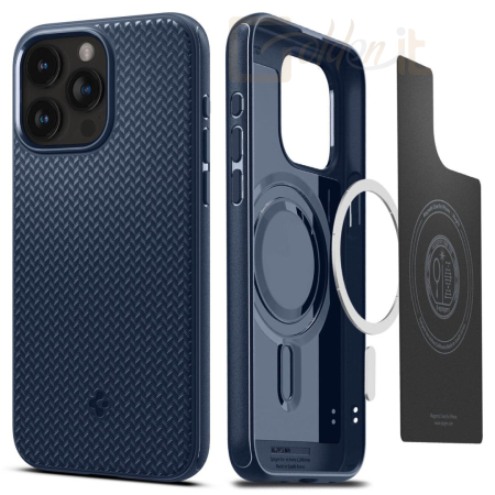 Okostelefon kiegészítő Spigen iPhone 15 Pro Max Case Mag Armor MagSafe (MagFit) Navy Blue - ACS06598