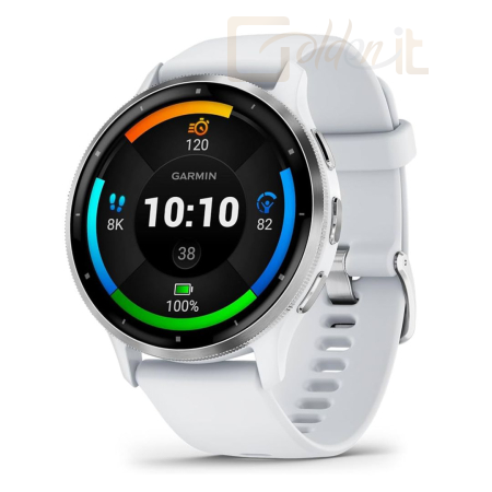 Okosóra Garmin Venu 3 Silver Stainless Steel Bezel with Whitestone Case and Silicone Band - 010-02784-00