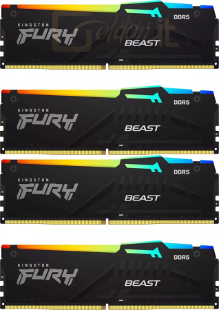 RAM Kingston 128GB DDR5 5200MHz Kit(4x32GB) Fury Beast RGB Black - KF552C40BBAK4-128