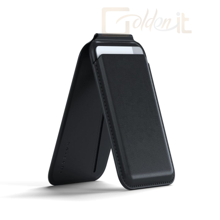 Okostelefon kiegészítő Satechi Vegan-Leather Magnetic Wallet Stand (iPhone 12/13/14/15 all models) Black - ST-VLWK