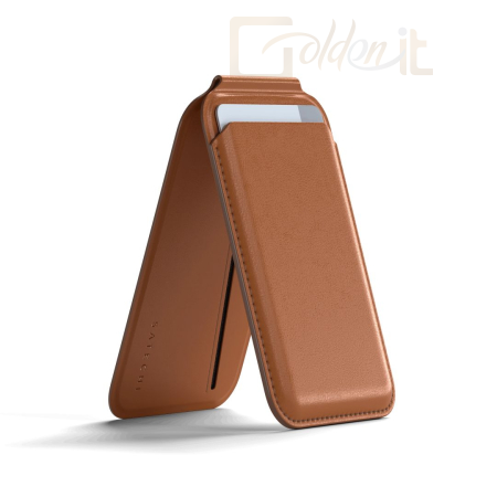 Okostelefon kiegészítő Satechi Vegan-Leather Magnetic Wallet Stand (iPhone 12/13/14/15 all models) Brown - ST-VLWN