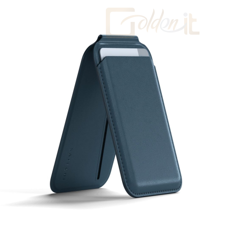 Okostelefon kiegészítő Satechi Vegan-Leather Magnetic Wallet Stand (iPhone 12/13/14/15 all models) Dark Blue - ST-VLWB