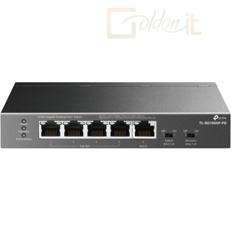 Hálózati eszközök TP-Link TL-SG1005P-PD 5-Port Gigabit Desktop PoE+ Switch with 1-Port PoE++ In and 4-Port PoE+Out - TL-SG1005P-PD