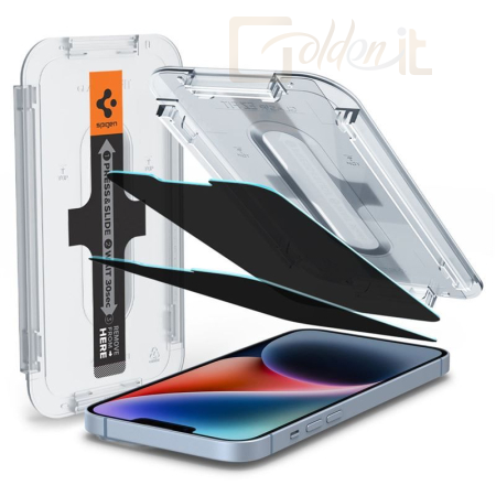 Okostelefon kiegészítő Spigen Glass tR EZ Fit Transparency Sensor Open Privacy 2 Pack - iPhone 14/13 Pro/13 - AGL03388