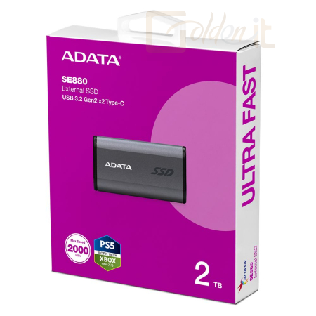 Winchester SSD (külső) A-Data 2TB USB Type-C SE880 Titanium Grey - AELI-SE880-2TCGY