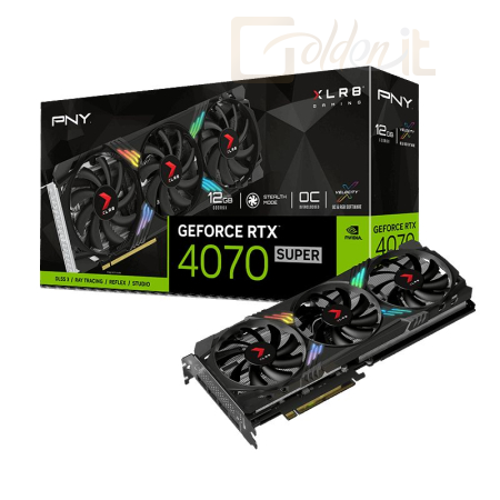 Videókártya PNY GeForce RTX4070 12GB DDR6X SUPER XLR8 Gaming VERTO EPIC-X RGB - VCG4070S12TFXXPB1-O