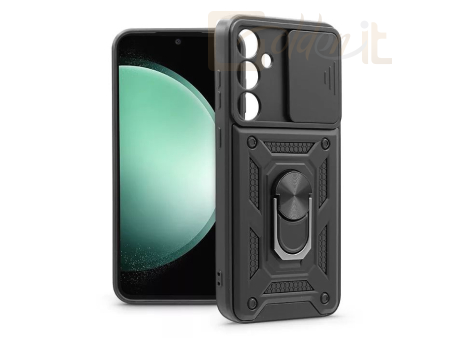 Okostelefon kiegészítő Haffner HF259678 ütésálló hátlap gyűrűvel és kameravédővel Samsung Galaxy S23 FE Slide Armor Black - HF259678
