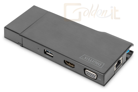Notebook kiegészitők Digitus DA-70894 Universal Docking Station USB3.0 7-Port Travel 2x Video 2x USB3.0 RJ45 2x Card Reader Black - DA-70894