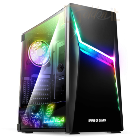 Ház Spirit Of Gamer Clone 4 RGB Tempered Glass Black - 8902RA