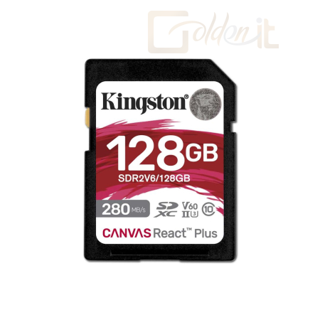 USB Ram Drive Kingston 128GB SDXC Canvas React Plus Class 10 UHS-II U3 V60 - SDR2V6/128GB
