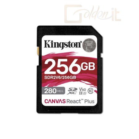 USB Ram Drive Kingston 256GB SDXC Canvas React Plus Class 10 UHS-II U3 V60 - SDR2V6/256GB