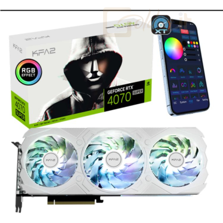Videókártya KFA2 GeForce RTX4070 12GB DDR6X Super EX OC Gamer White (1-Click OC) - 47SOM7MD7KWK