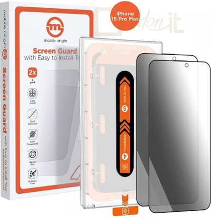 Okostelefon kiegészítő Mobile Origin Privacy Screen Guard iPhone 15 Pro Max with easy applicator 2 pack - SGA-FP-I15PROMAX-2PK