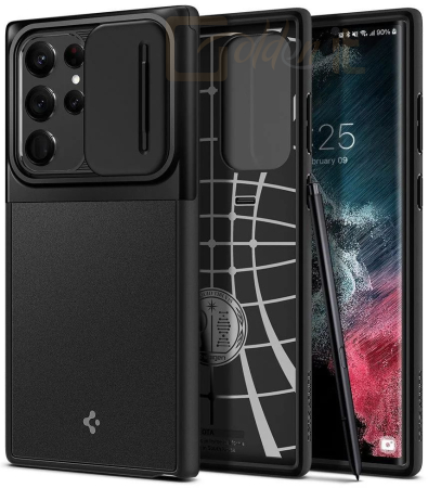 Okostelefon kiegészítő Spigen Spigen Optik Armor for Samsung Galaxy S22 Ultra Black - ACS04281
