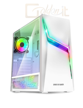 Ház Spirit Of Gamer Clone 4 RGB Tempered Glass White - 8902RAW