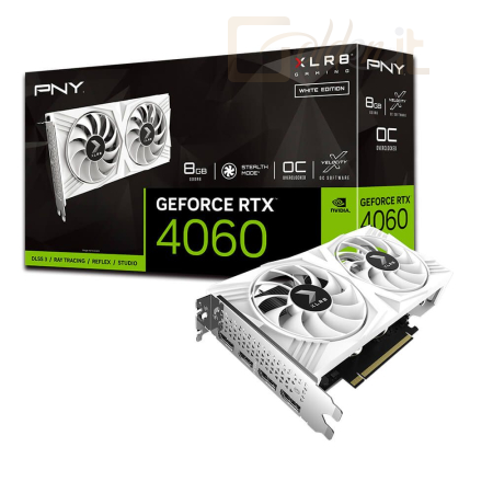 Videókártya PNY GeForce RTX4060 8GB DDR6 OC XLR8 Verto DF White Edition - VCG40608DFWXPB1-O