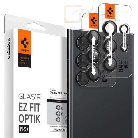 Okostelefon kiegészítő Spigen Glass tR EZ Fit Optik Pro 2 Pack for Samsung Galaxy S24 Ultra Black - AGL07425