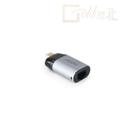 Hálózati eszközök Dicota USB-C to Ethernet Mini Adapter with PD (100W) Silver - D32048