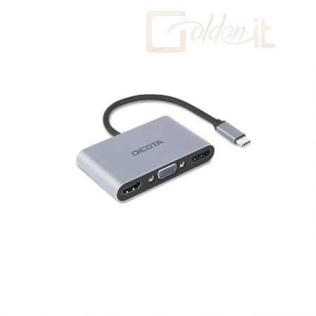 Notebook kiegészitők Dicota USB-C Portable 5-in-1 Mini Docking Station 4K HDMI DP PD 100W Grey - D32064