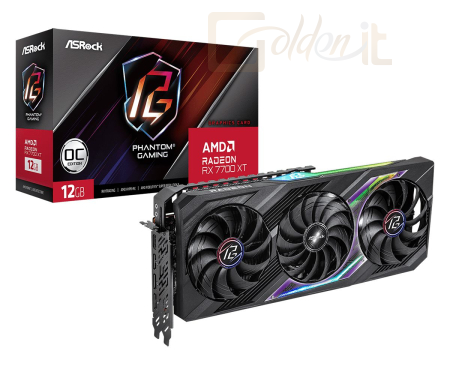 Videókártya ASRock Radeon RX7700 XT Phantom Gaming 12GB OC - RX7700XT PG 12GO