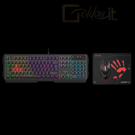 Billentyűzet A4-Tech B1700 Bloody Neon Gaming Desktop Set Black US - A4TKLA47265